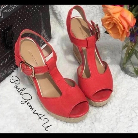 PRELOVED ✨ Antonio Melani Linen Wedge Heels - Picture 2 of 4